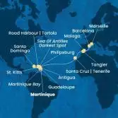 Antilles, Virgin Islands, Canary Islands, Morocco, Spain, France