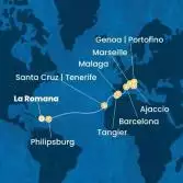Dominican Republic, Antilles, Canary Islands, Morocco, Spain, Corsica (France), Italy, France