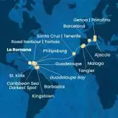 Dominican Republic, Antilles, Virgin Islands, Canary Islands, Morocco, Spain, Corsica (France), Italy
