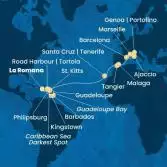 Dominican Republic, Antilles, Virgin Islands, Canary Islands, Morocco, Spain, Corsica (France), Italy, France