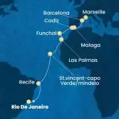 Brazil, Cape Verde, Canary Islands, Madeira , Spain, France