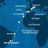 Brazil, Cape Verde, Canary Islands, Madeira , Spain, France, Italy