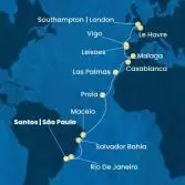 Brazil, Canary Islands, Morocco, Spain, Portugal, France, England