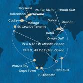 Italy, France, Spain, Canary Islands, Namibia, South Africa, Mauritius, Oman, United Arab Emirates