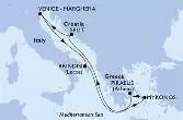 Venice-Marghera,Brindisi,Mykonos,Piraeus,Split,Venice-Marghera