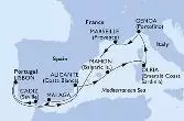 Olbia,Genoa,Marseille,Malaga,Cadiz,Lisbon,Alicante,Mahon,Olbia